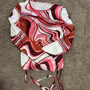 Stylish Pink and Brown Swirl Women's Top